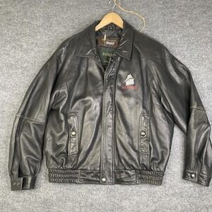 Danier Leather Jacket Mens Large Black Bomber Thinsulate Canada BB Cutters VTG